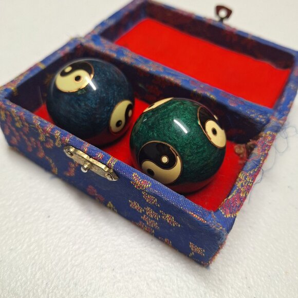 Yin Yang Baoding Balls In Decorative Box For Stress Relief & Hand Therapy - 2" D - Picture 5 of 5
